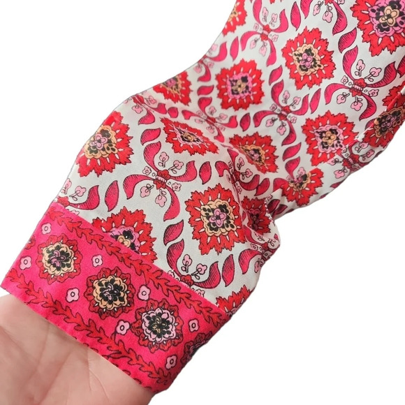 Vintage Alex Coleman Blouse Size 4 Red & White Pink Floral Button Up - Picture 8 of 11